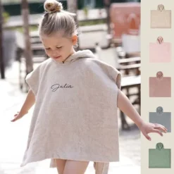 Kraamcadeau Poncho met naam (2 - 6 jaar)